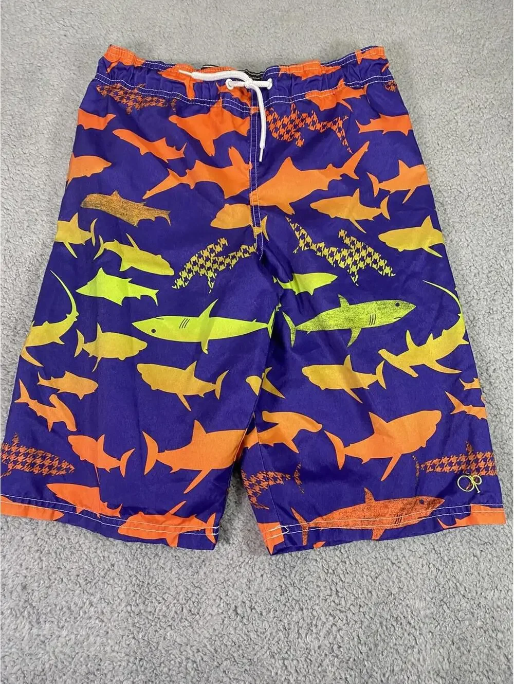 OP Board Shorts Youth Swim Trunks XL 14-16 Shark Boys Vtg